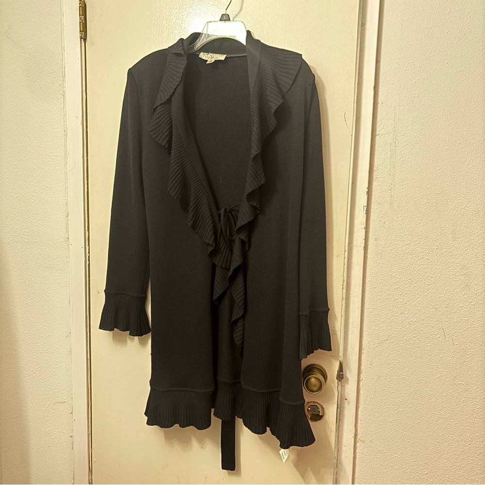 St. John Collection Black Ruffled Cape - image 1